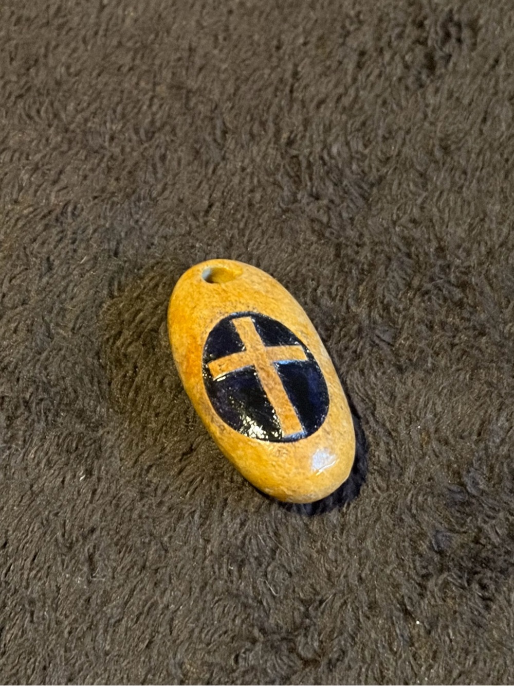 Vintage Oval Stone Crucifix Pendant